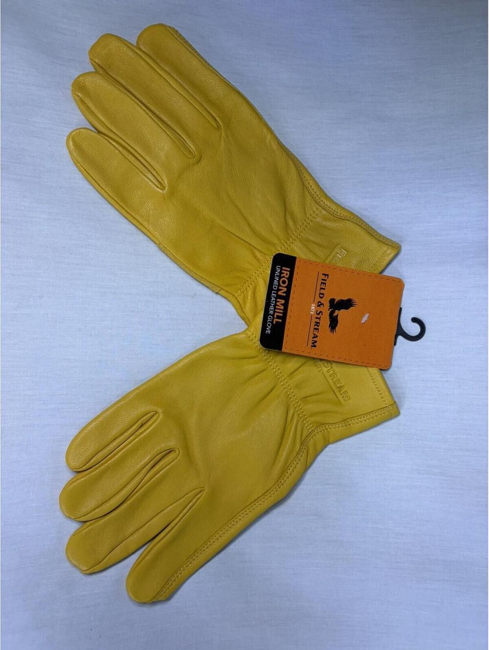 Field & Stream Iron Mill Leather Work Gloves L Tan MFSA131 Goat Grain